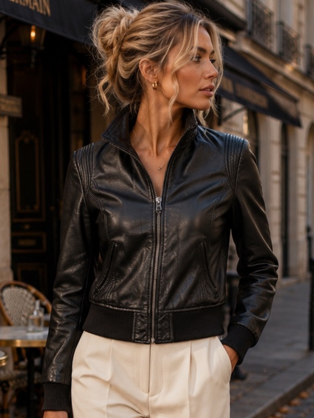 Danier Genuine Leather Bomber Jacket Black Vintage New Designer Luxury Classic